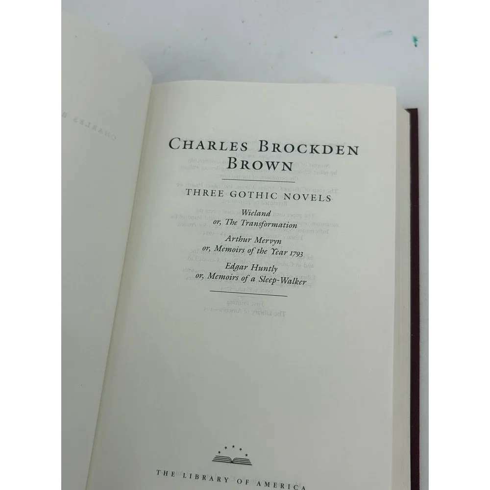 Library of America Three Gothic Novels Charles Brockden Brown Burgundy Hardcover
